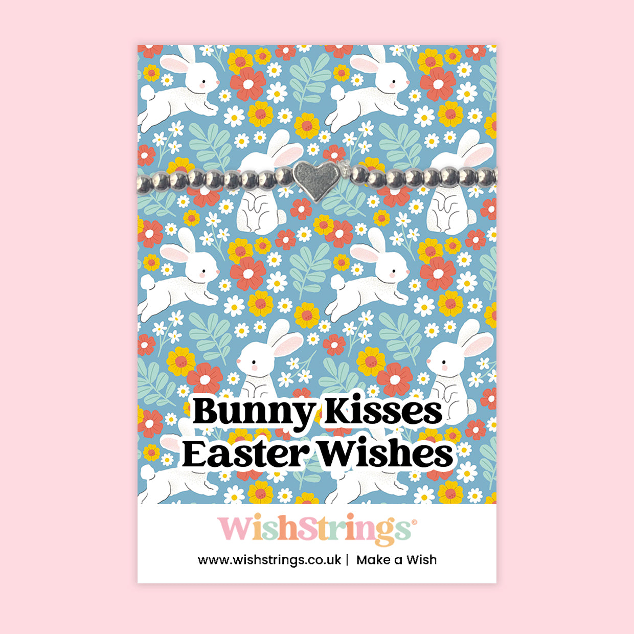 Bunny Kisses Easter Wishes - Heart Stretch Bracelet