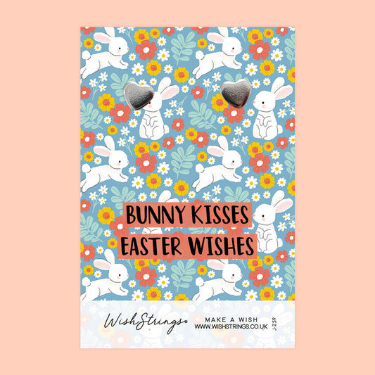 Bunny Kisses, Easter Wishes - Silver Heart Stud Earrings | 304 Stainless - Hypoallergenic