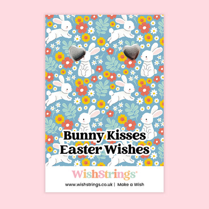 Bunny Kisses Easter Wishes Heart Stud Earrings | Sweet Easter Gift with Love & Wishes | Spring Keepsake Earrings on Bunny Gift Card