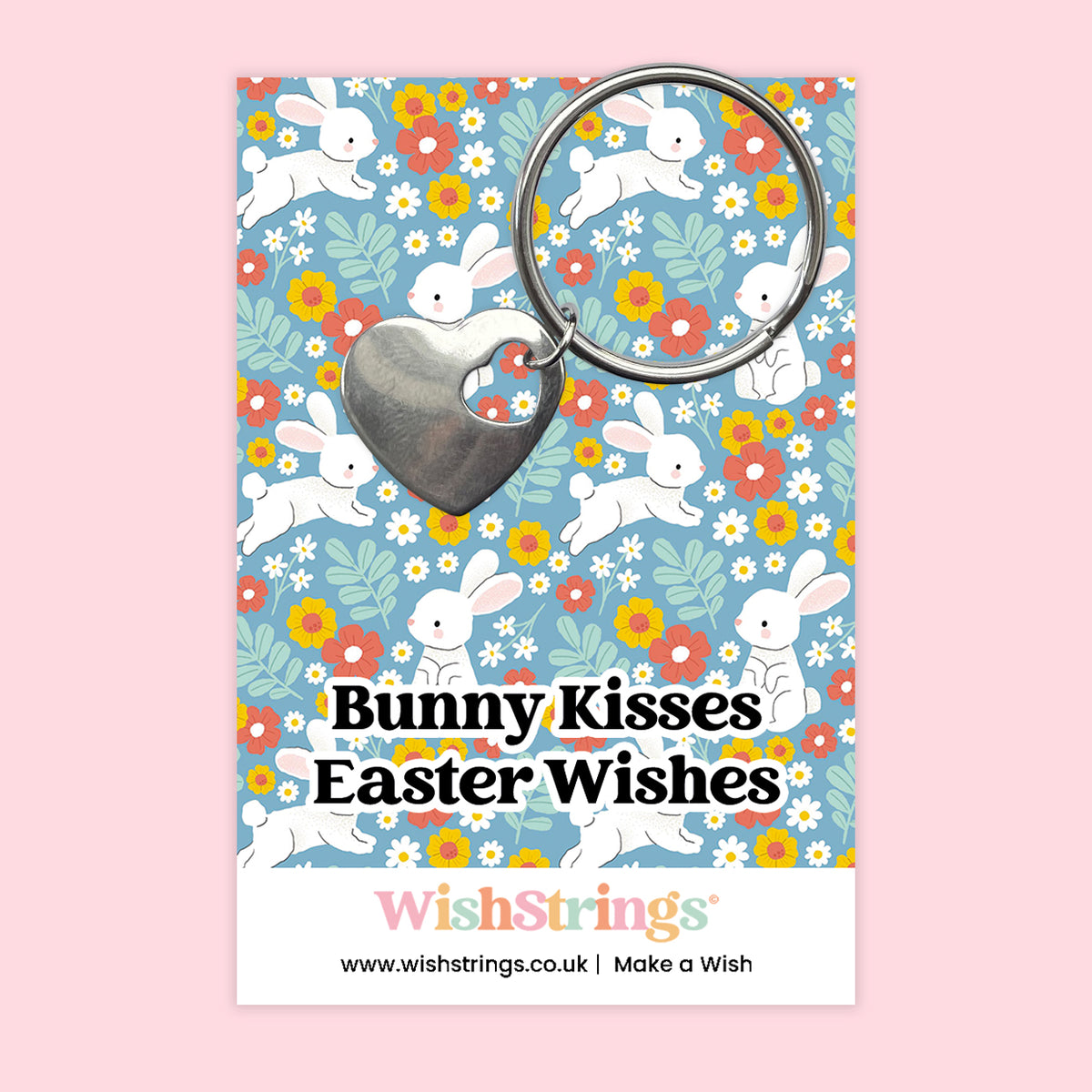 Bunny Kisses Easter Wishes - Heart Keyring