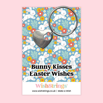 Bunny Kisses Easter Wishes - Heart Keyring