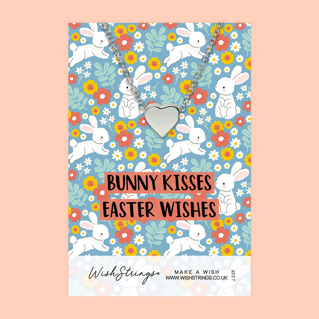 Bunny Kisses, Easter Wishes - Heart Necklace