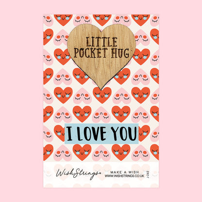 SALE - I LOVE YOU - Oak Pocket Hug Token | S117
