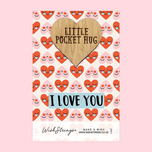 SALE - I LOVE YOU - Oak Pocket Hug Token | S117