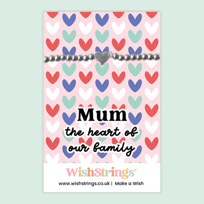 Mum, the Heart of Our Family - Heart Stretch Bracelet