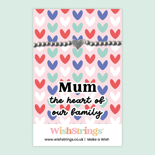 Mum, the Heart of Our Family - Heart Stretch Bracelet