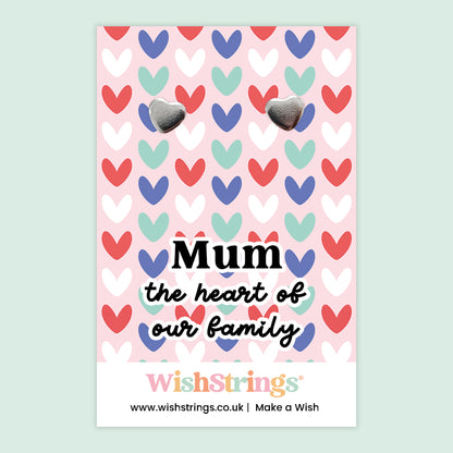 Mum the Heart of Our Family – Heart Stud Earrings on Gift Card | Meaningful Gift for Mum | Little Wishes Keepsake Earrings