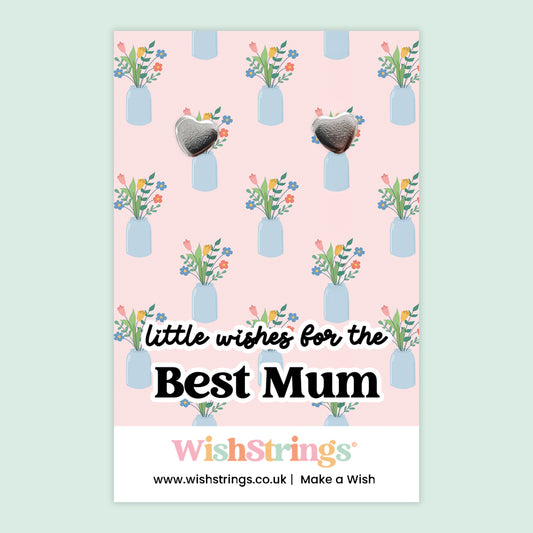 Little Wishes for the Best Mum – Heart Stud Earrings on Gift Card | Thoughtful Gift for Mum | Meaningful Keepsake Jewellery