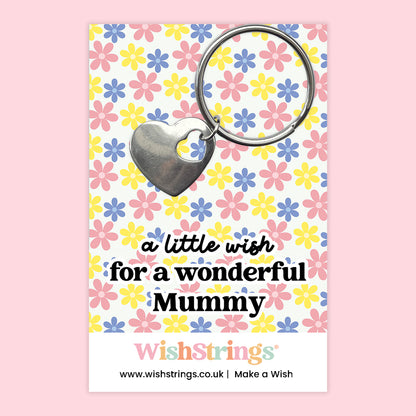 A Little Wish for a Wonderful Mummy - Heart Keyring