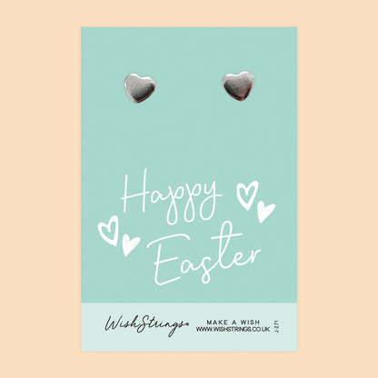 Happy Easter - Silver Heart Stud Earrings | 304 Stainless - Hypoallergenic