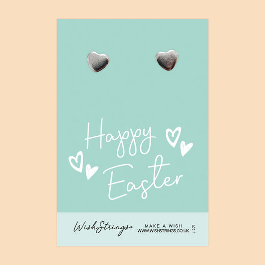 Happy Easter - Silver Heart Stud Earrings | 304 Stainless - Hypoallergenic