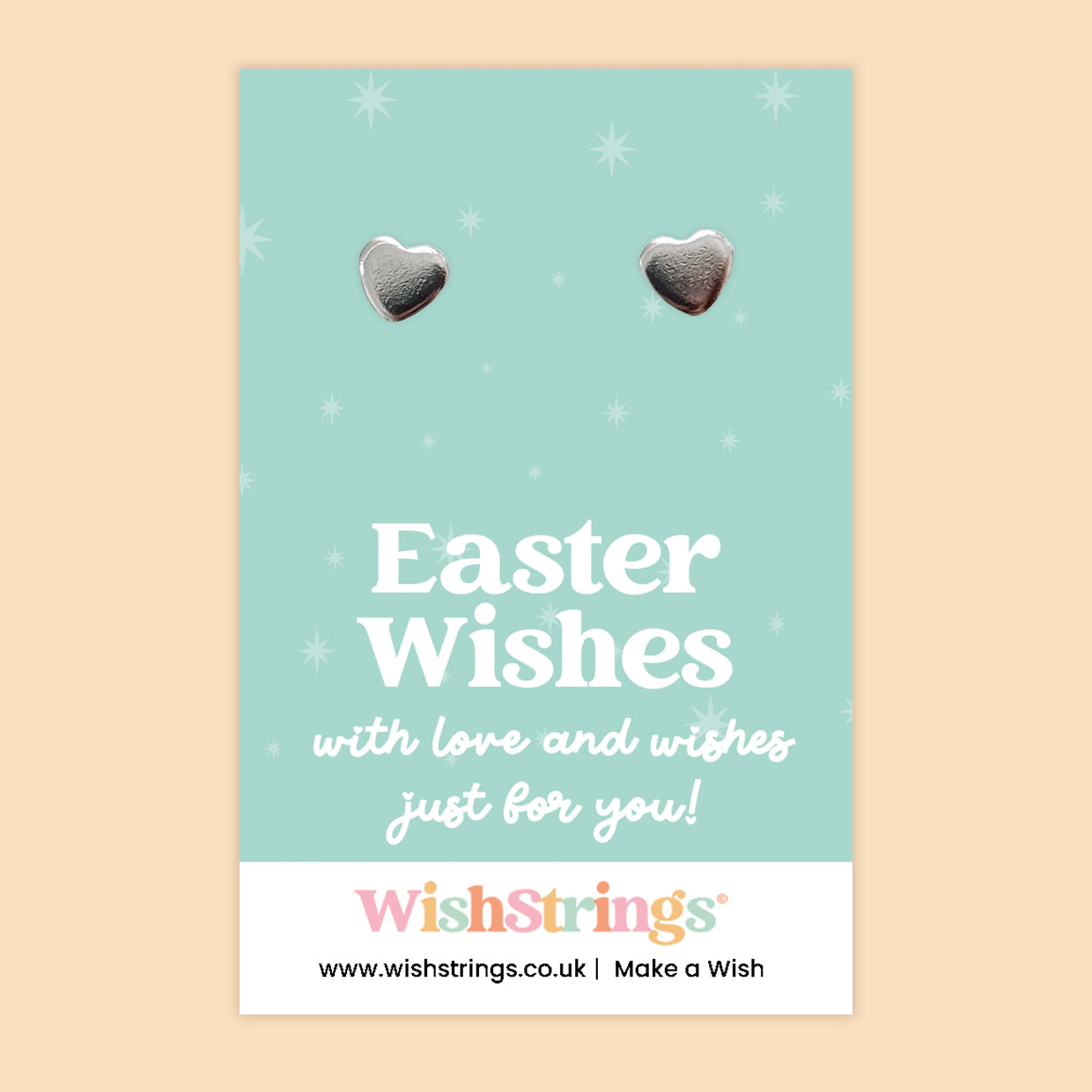 Easter Wishes Heart Stud Earrings | Thoughtful Easter Gift for Spring & New Beginnings | Stainless Steel Heart Earrings on Themed Card