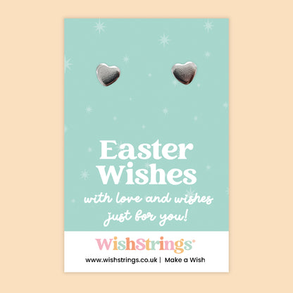 Easter Wishes Heart Stud Earrings | Thoughtful Easter Gift for Spring & New Beginnings | Stainless Steel Heart Earrings on Themed Card