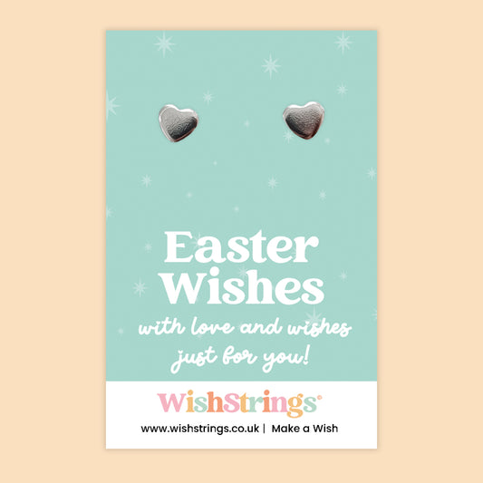 Easter Wishes Heart Stud Earrings | Thoughtful Easter Gift for Spring & New Beginnings | Stainless Steel Heart Earrings on Themed Card