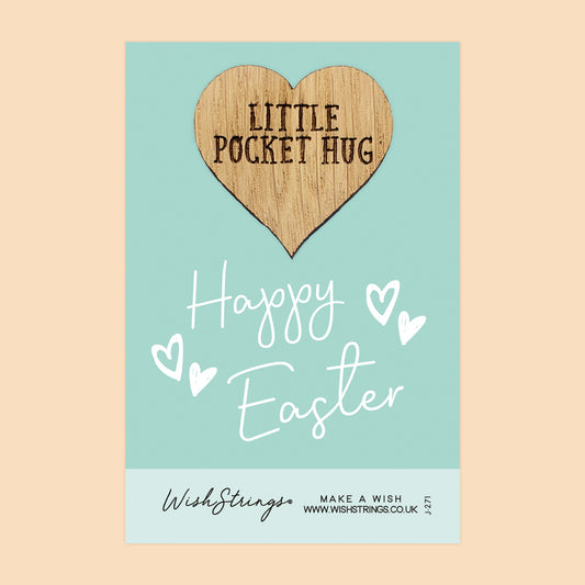 Happy Easter - Little Pocket Hug - Wooden Heart Keepsake Token