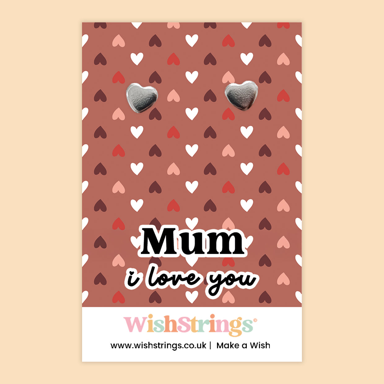 Mum, I Love You - Silver Heart Stud Earrings | 304 Stainless - Hypoallergenic