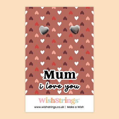 Mum, I Love You - Silver Heart Stud Earrings | 304 Stainless - Hypoallergenic