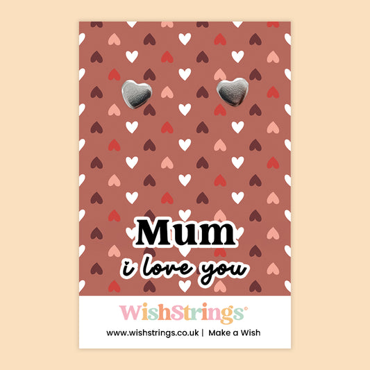 Mum, I Love You - Silver Heart Stud Earrings | 304 Stainless - Hypoallergenic