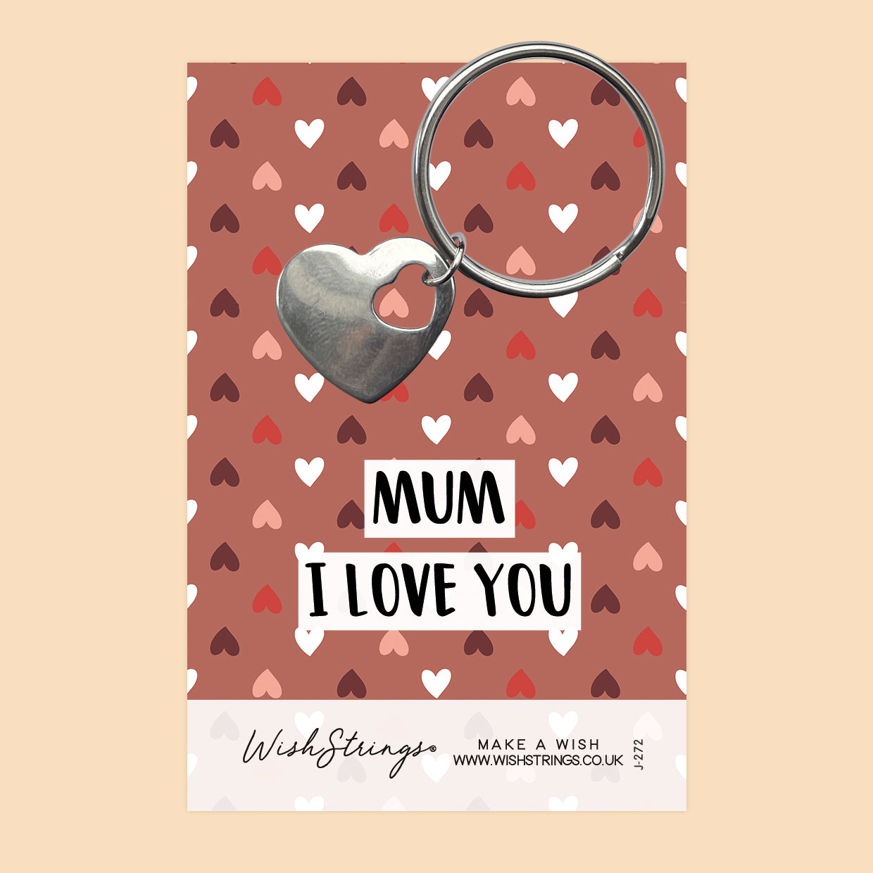 Mum, I Love You - Heart Keyring