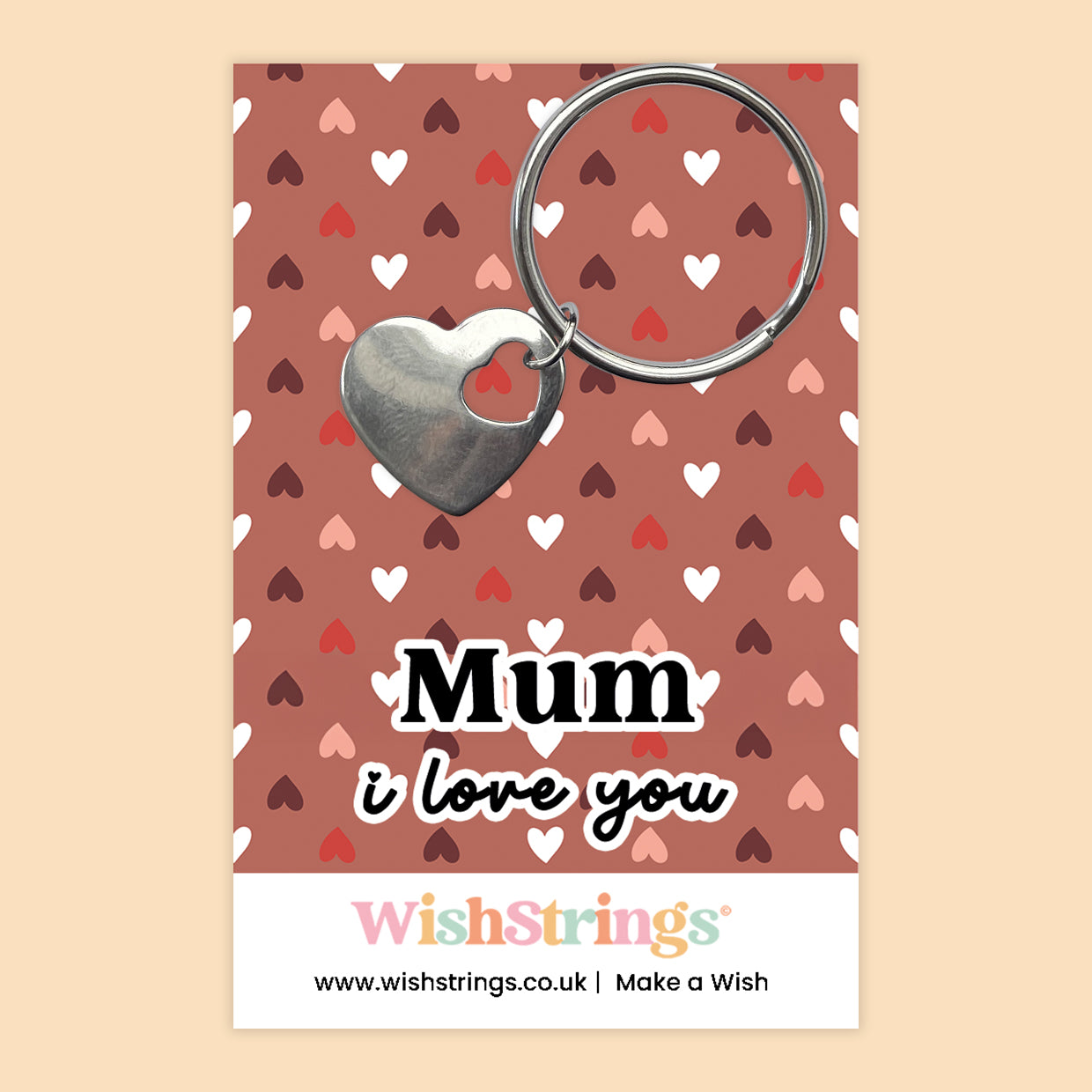 Mum, I Love You - Heart Keyring