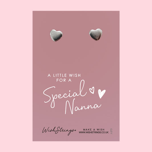 Nanna - Silver Heart Stud Earrings | 304 Stainless - Hypoallergenic