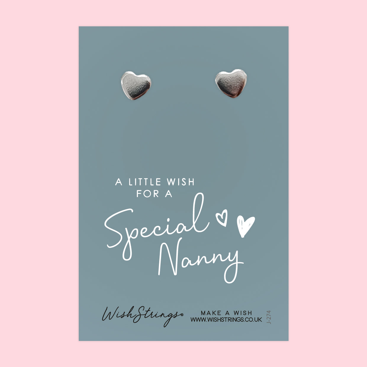 Special Nanny - Silver Heart Stud Earrings | 304 Stainless - Hypoallergenic