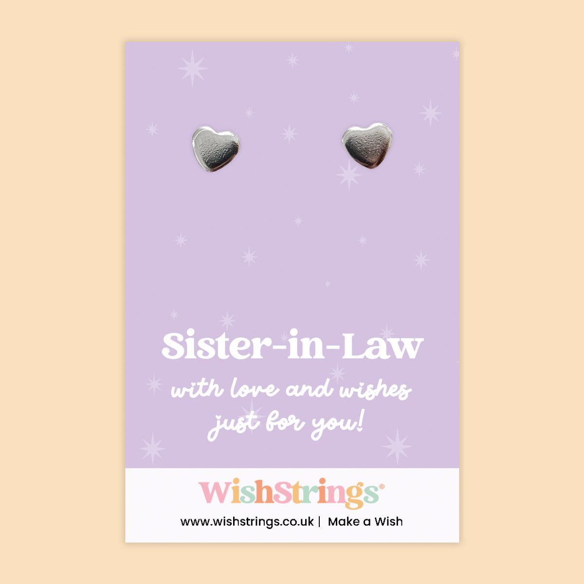 Heart Stud Earrings – Sister-in-Law | Silver Heart Earrings on Gift Card | Meaningful Gift for Sister-in-Law | Sentimental Jewellery Keepsake