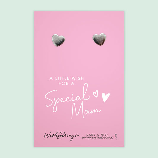 Special Mam - Silver Heart Stud Earrings | 304 Stainless - Hypoallergenic