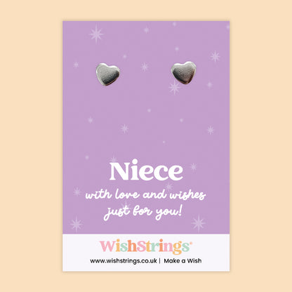 Niece - Silver Heart Stud Earrings | 304 Stainless - Hypoallergenic