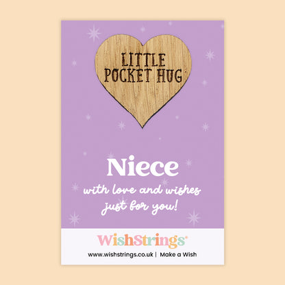 Female Relations Pocket Hug Collection | Wooden Heart Keepsakes for Mum, Sister & Daughter | Handmade Thoughtful Gifts