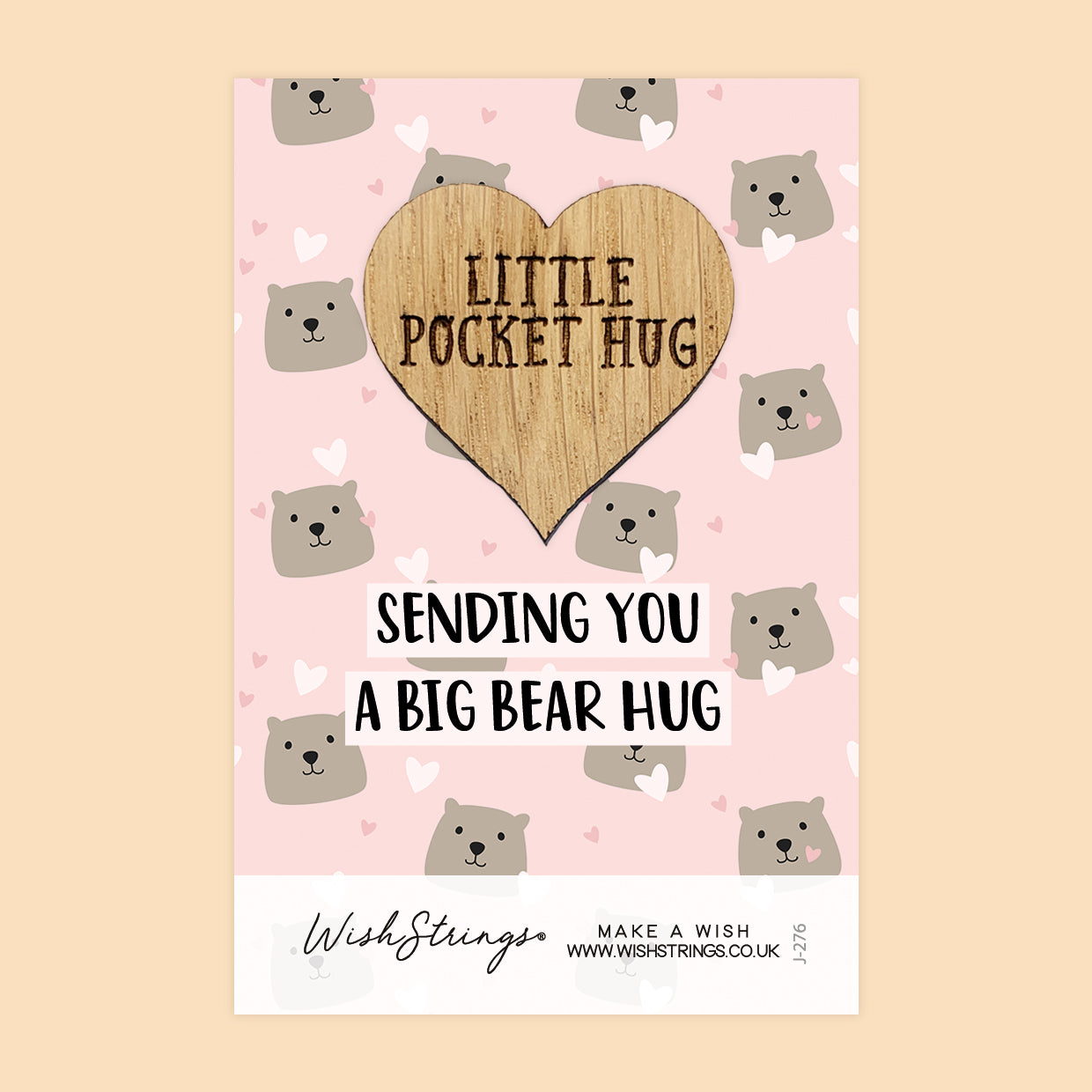 Big Bear Hug - Little Pocket Hug - Wooden Heart Keepsake Token