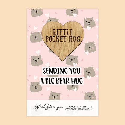 Big Bear Hug - Little Pocket Hug - Wooden Heart Keepsake Token