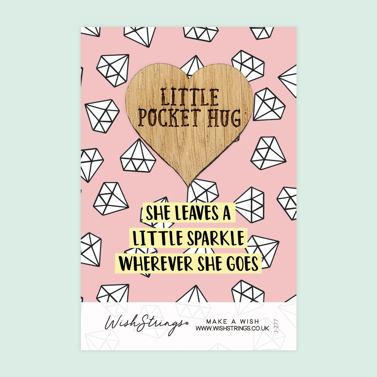 She Sparkles - Little Pocket Hug - Wooden Heart Keepsake Token