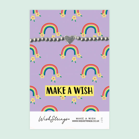 Make a Wish, Rainbow - Heart Stretch Bracelet