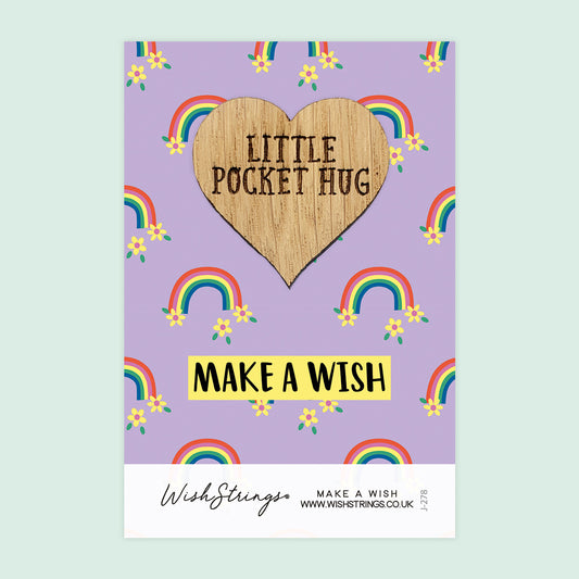 Pocket Hug - Make a Wish, Rainbow Flowers Design | Thoughtful Birthday Gift | Keepsake Token for Sending Hugs & Celebrating a Special Day