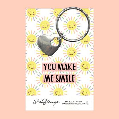 You Make Me Smile - Heart Keyring