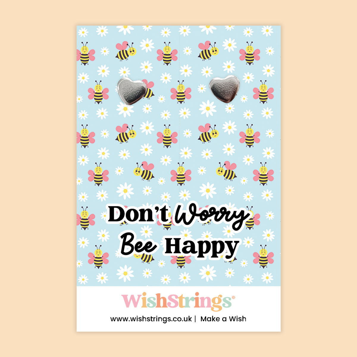 Don’t Worry Bee Happy - Silver Heart Stud Earrings | 304 Stainless - Hypoallergenic