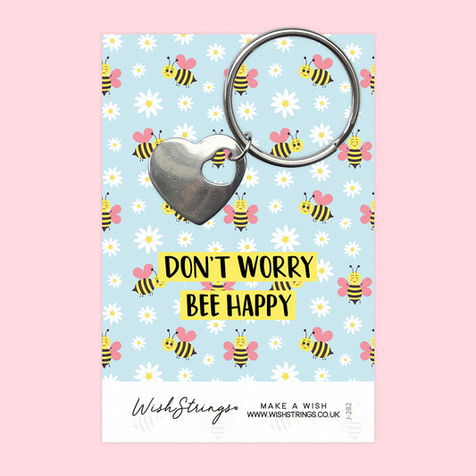 Bee Happy - Heart Keyring