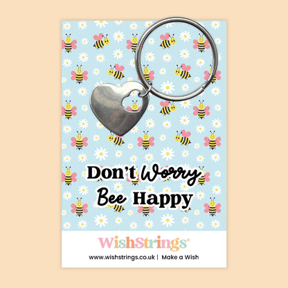 Don’t Worry Bee Happy - Heart Keyring