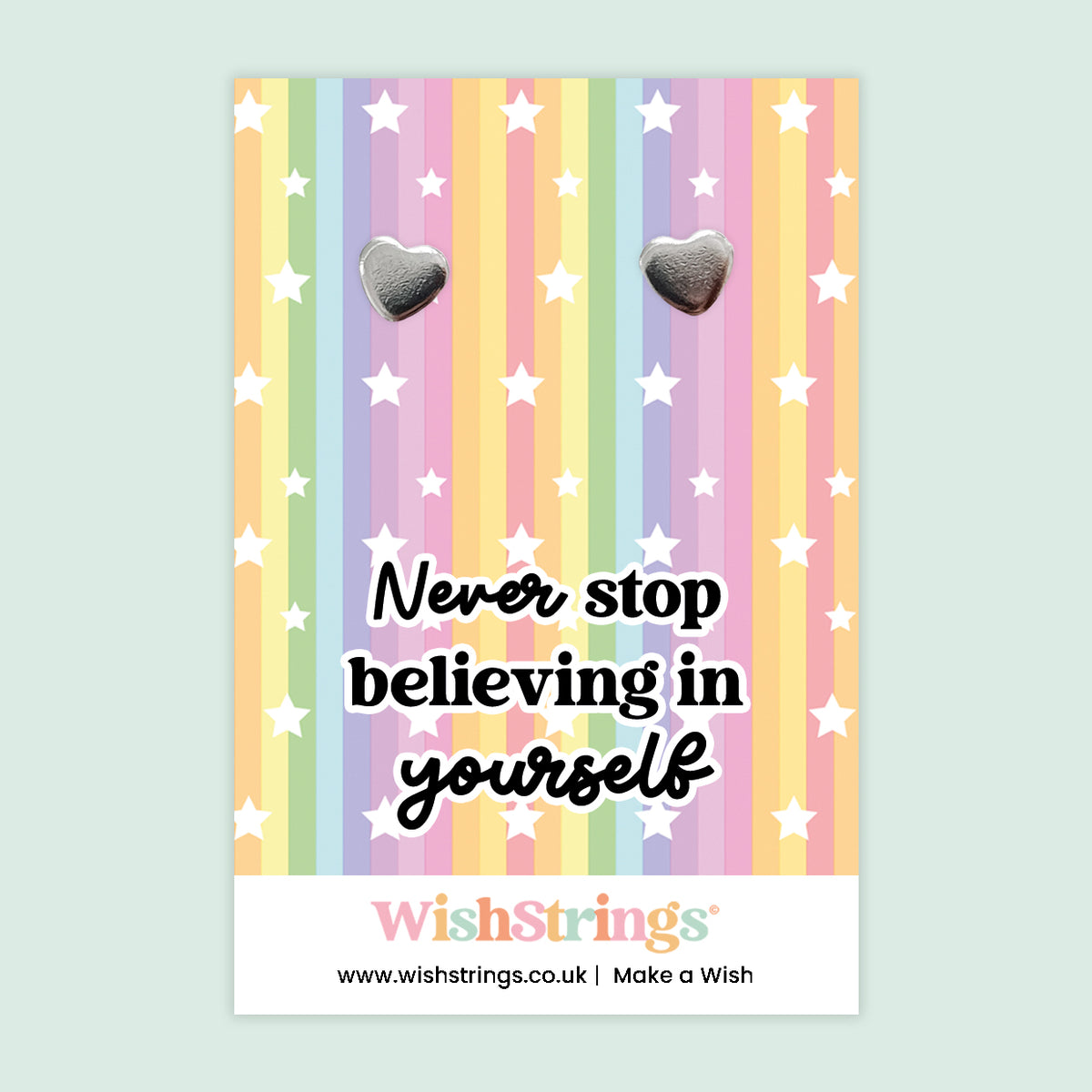 Believing in Yourself - Silver Heart Stud Earrings | 304 Stainless - Hypoallergenic