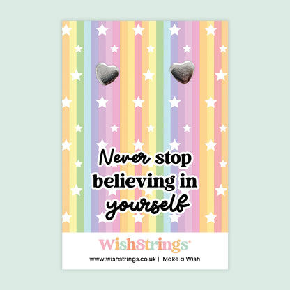 Believing in Yourself - Silver Heart Stud Earrings | 304 Stainless - Hypoallergenic