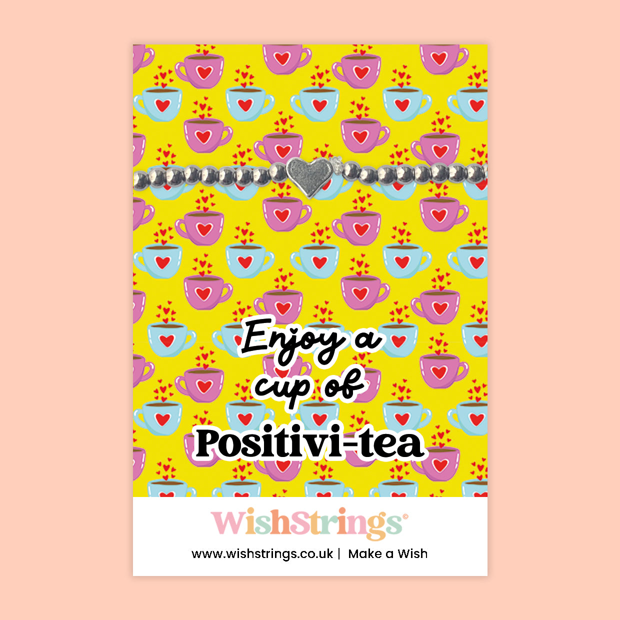 Enjoy a Cup of Positivi-tea - Heart Stretch Bracelet