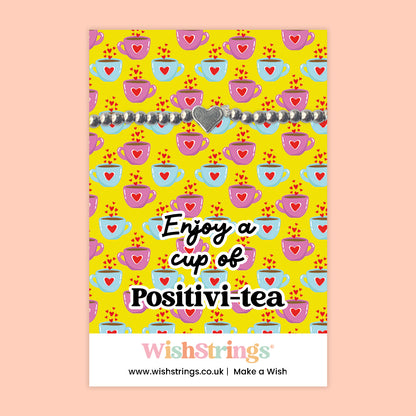 Enjoy a Cup of Positivi-tea - Heart Stretch Bracelet