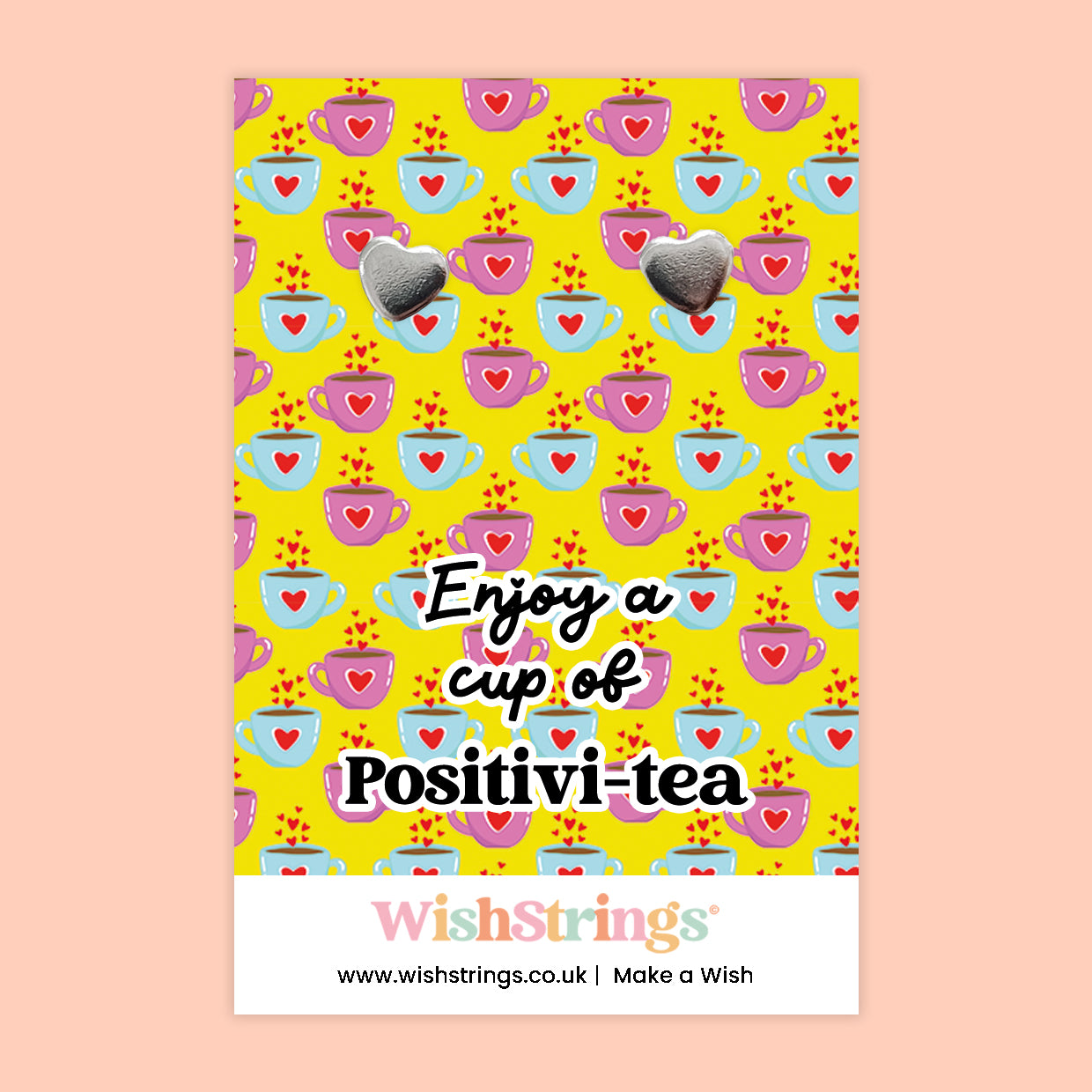 Enjoy a Cup of Positivi-tea - Silver Heart Stud Earrings | 304 Stainless - Hypoallergenic
