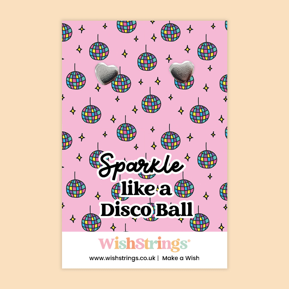 Sparkle Like a Disco Ball - Silver Heart Stud Earrings | 304 Stainless - Hypoallergenic