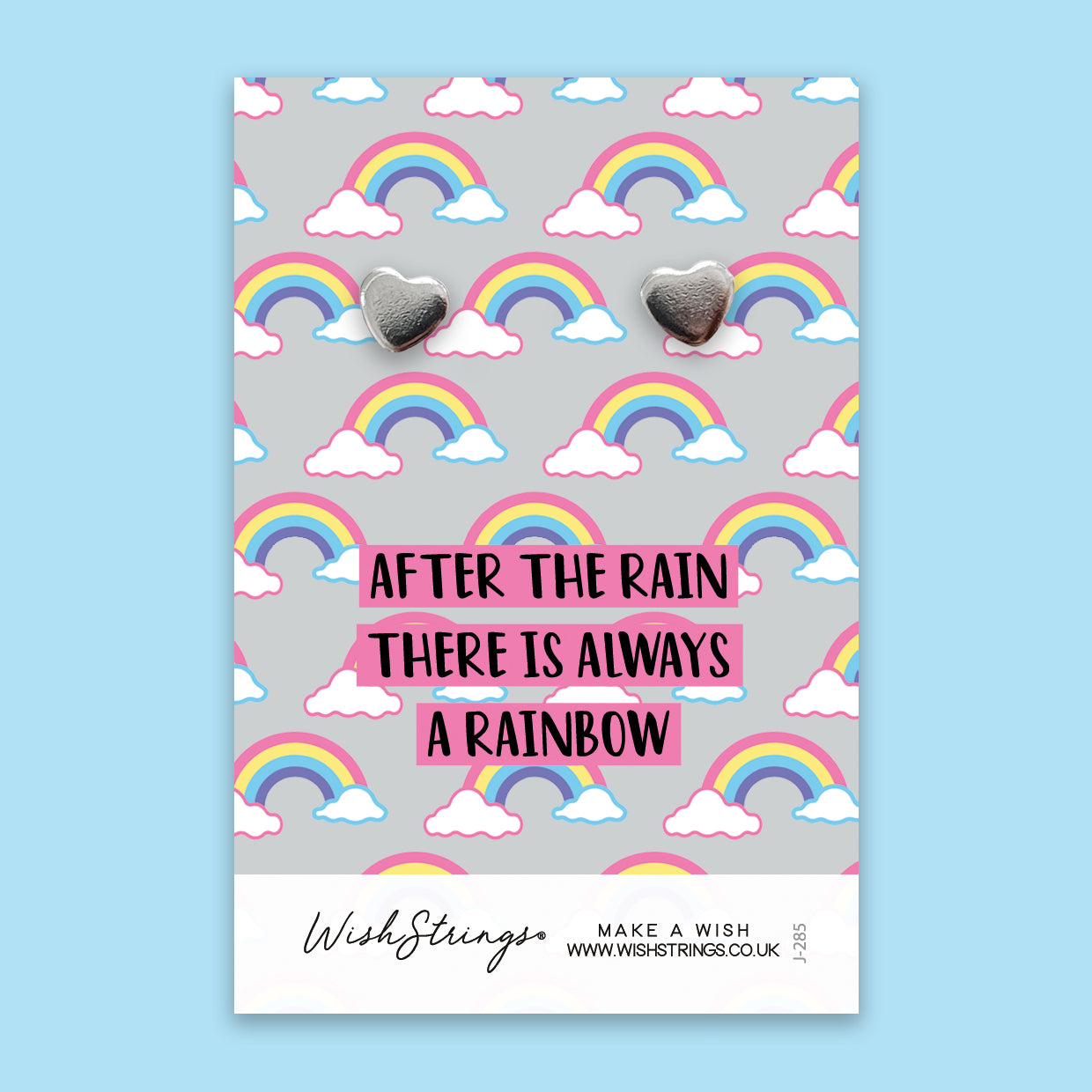 After the Rain is a Rainbow - Silver Heart Stud Earrings | 304 Stainless - Hypoallergenic