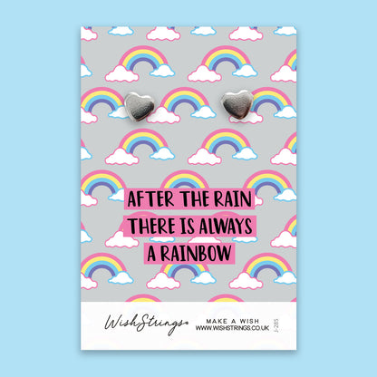 After the Rain is a Rainbow - Silver Heart Stud Earrings | 304 Stainless - Hypoallergenic