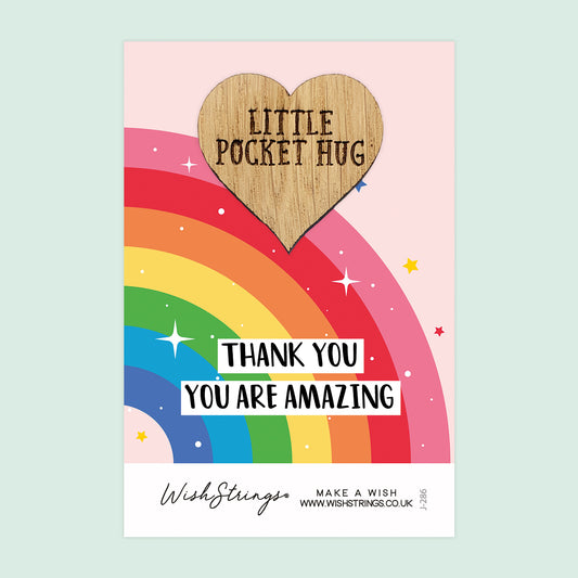 Thank You, Rainbow - Wooden Heart Keepsake Token