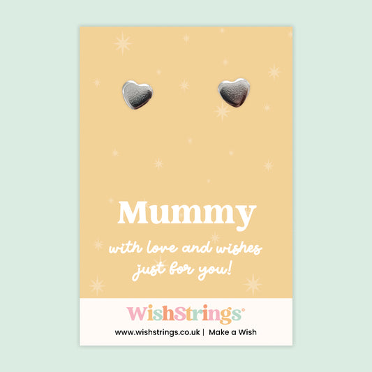Mummy – Silver Heart Stud Earrings on Gift Card | Thoughtful Gift for Mummy | Meaningful Keepsake Jewellery