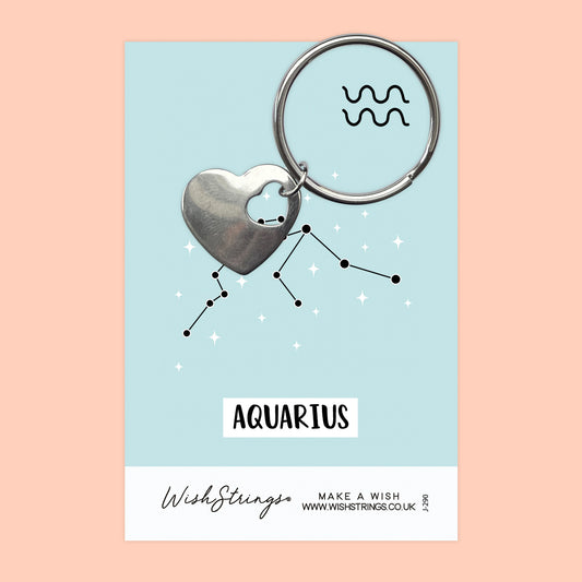 AQUARIUS, Star Sign Horoscope - Heart Keyring